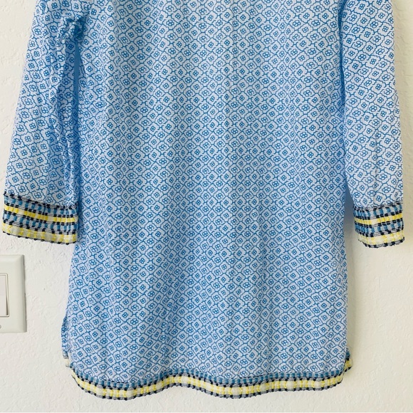 J McLaughlin Tunic Top S Coastal Boho Peasant Blouse Colorful Resort Beachwear - Picture 10 of 16